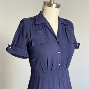 vintage 1940s navy rayon dress {m}