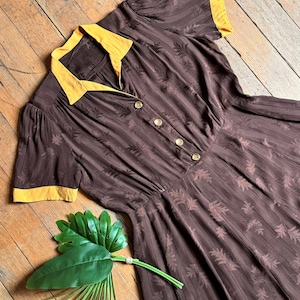 vintage 1940s botanical fern dress {XL}