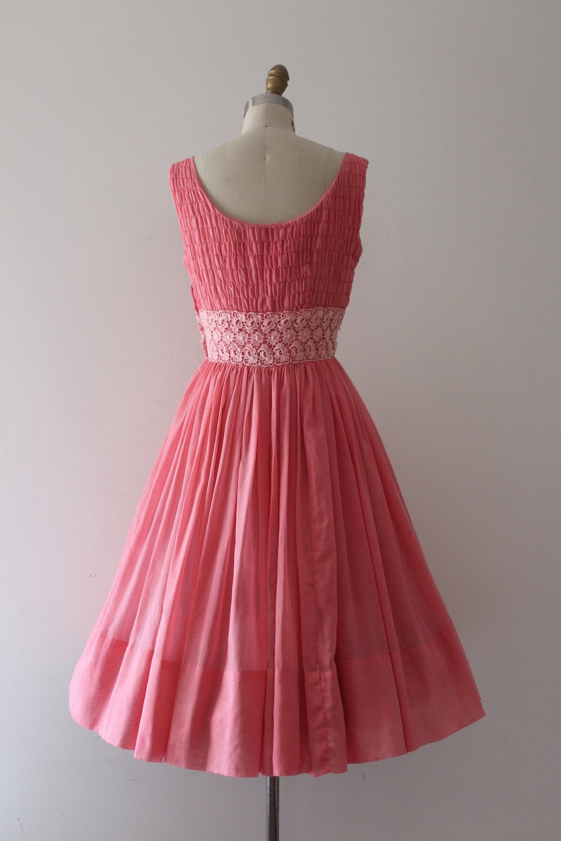 vintage 1950s dress 50s pink cotton sun dress
