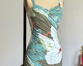 vintage 1950s floral Cole of California swimsuit {xs} 40s cotton swimsuit