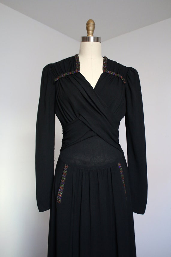 vintage 1930s black rayon gown {s} - image 3