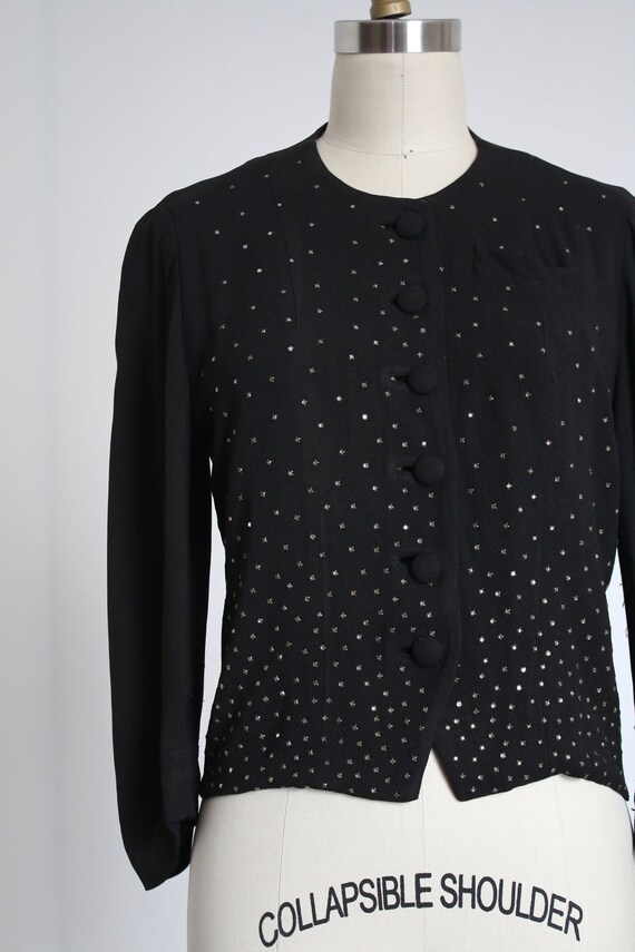 vintage 1940s rhinestone jacket {s} - image 3