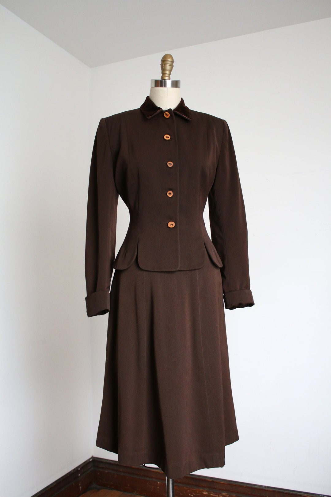 Vintage 1940s Eisenberg Brown Skirt Suit xs Etsy