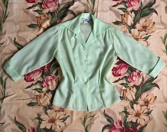 vintage 1950s green blouse {m}