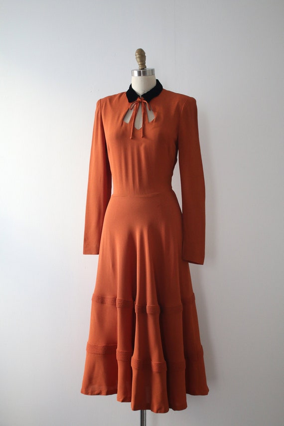 vintage 1940s orange crepe dress