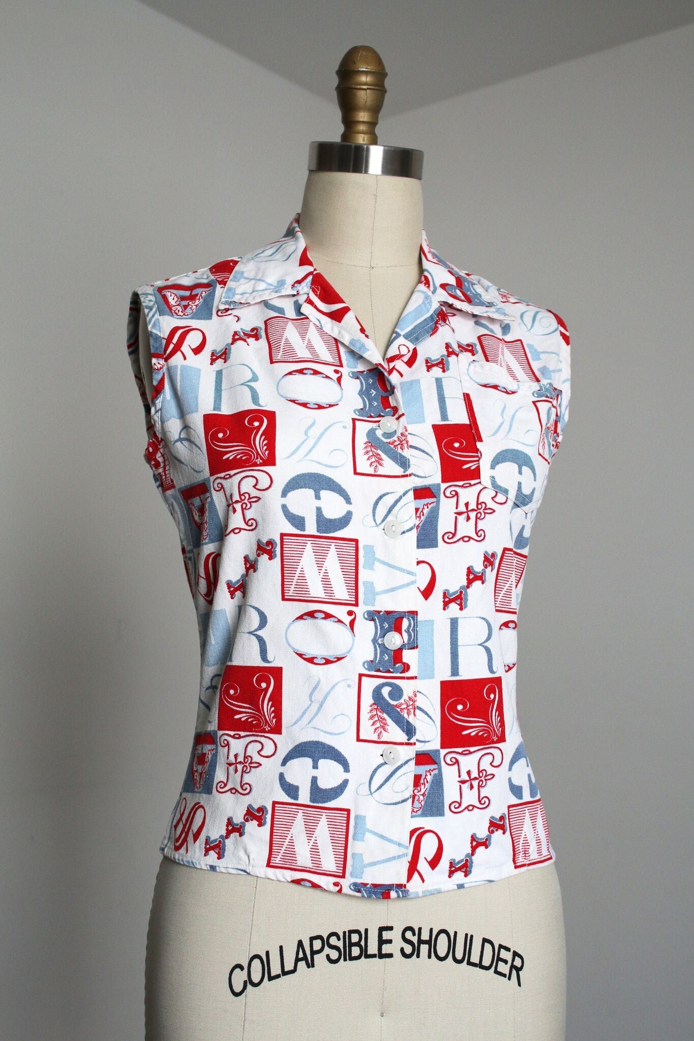 Vintage 1950s Alphabet Shirt {xs} - Etsy