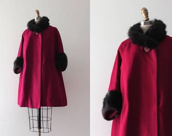 vintage 1960s coat // 60s wool and fur jacket