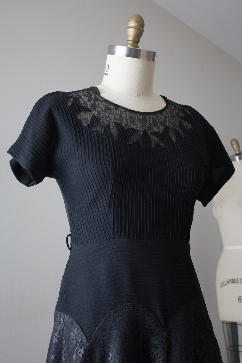 vintage 1950s black rayon dress