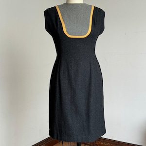 vintage 1950s grey wool wiggle dress {m}