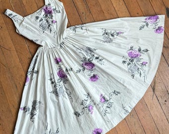 Vintage 50er Jahre Sonnenkleid aus Baumwolle