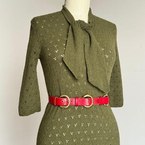 vintage 1950s green knit sweater dress {m-XL}