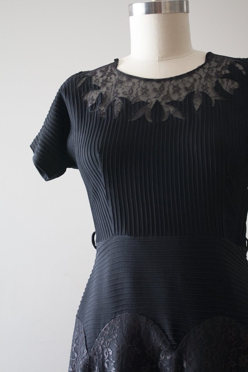 vintage 1950s black rayon dress