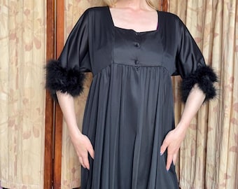 20 % OFF SALE // vintage 1960s black sheer negligée {L}