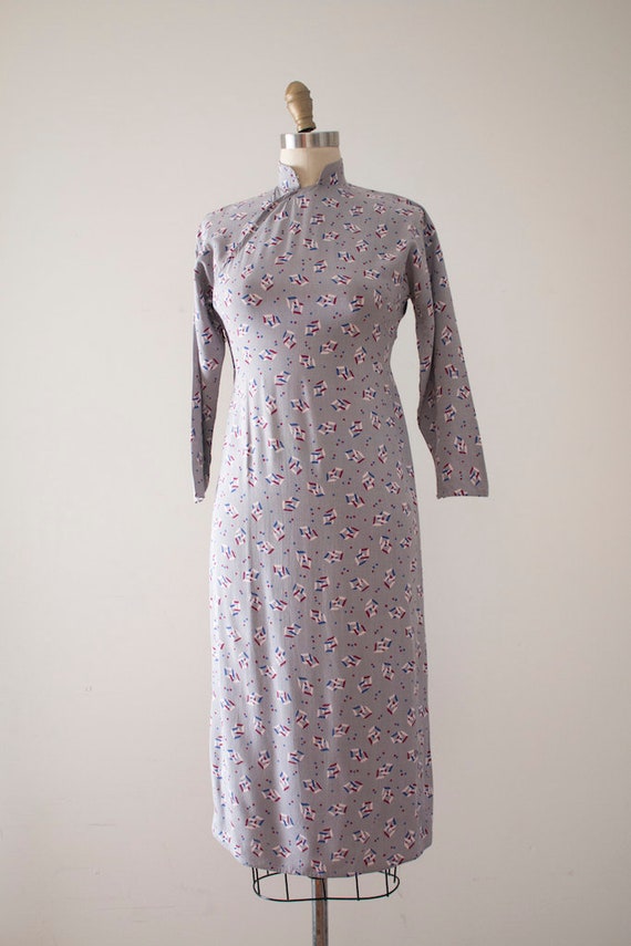 vintage 1940s novelty print Cheongsam dress