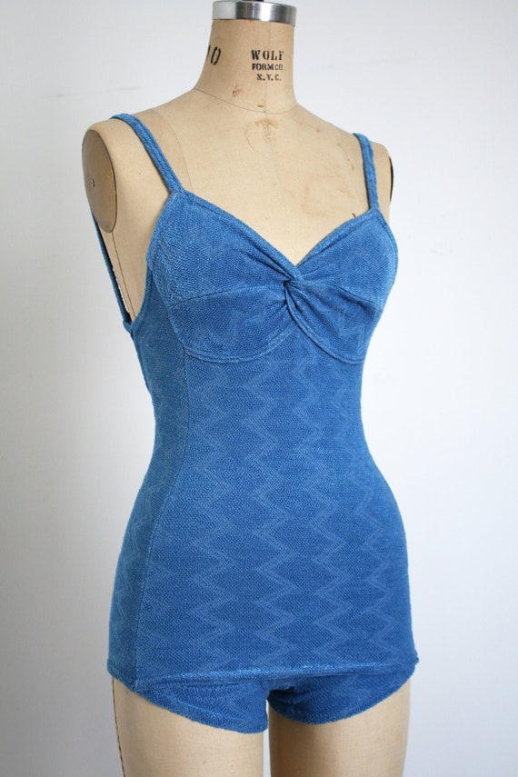 vintage 1930s blue swimsuit {xs} - image 2