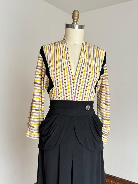 vintage 1940s rayon jersey dress {m} - image 1