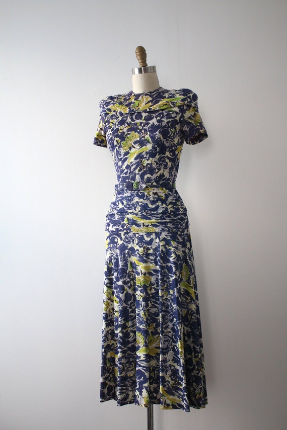 vintage 1940s novelty rayon jersey dress
