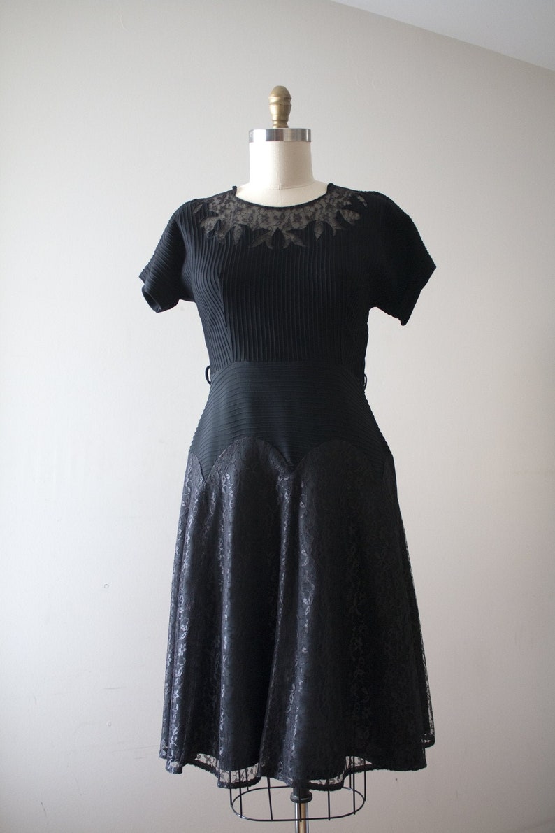 vintage 1950s black rayon dress