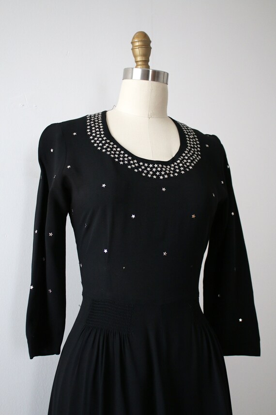 MARKED DOWN vintage 1940s star studded dress - image 4