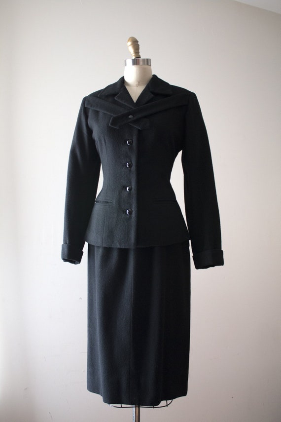 vintage 1950s black wool suit