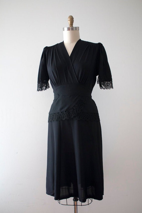 vintage 1940s black rayon dress