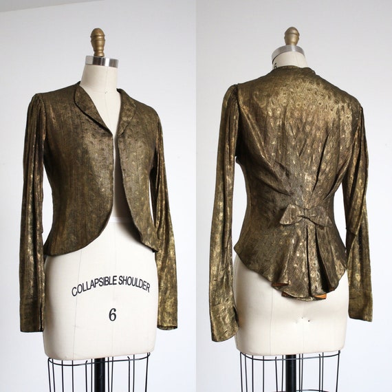 vintage 1930s gold lamé jacket {s} - image 1