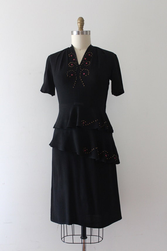vintage 1940s STUDDED peplum dress