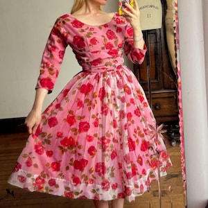 vintage 1950s roses dress {xxs}