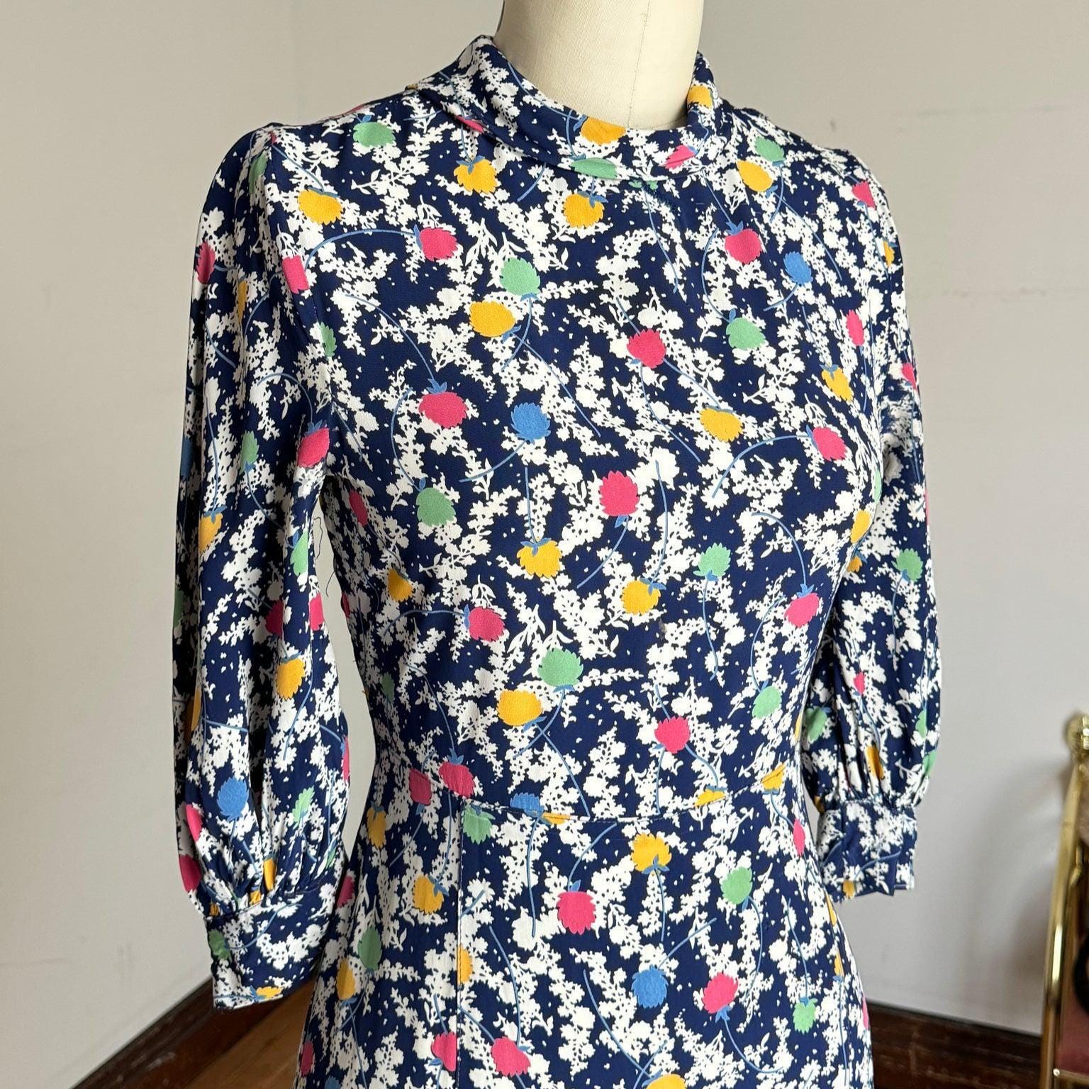 Vintage 1930s Abstract Rayon Dress {Xs} As-Is