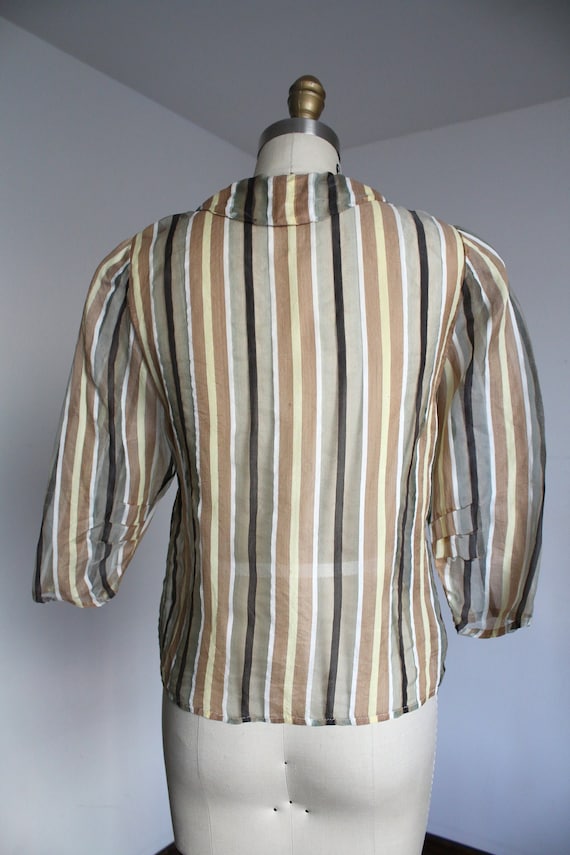vintage 1950s sheer striped top {s} - image 5