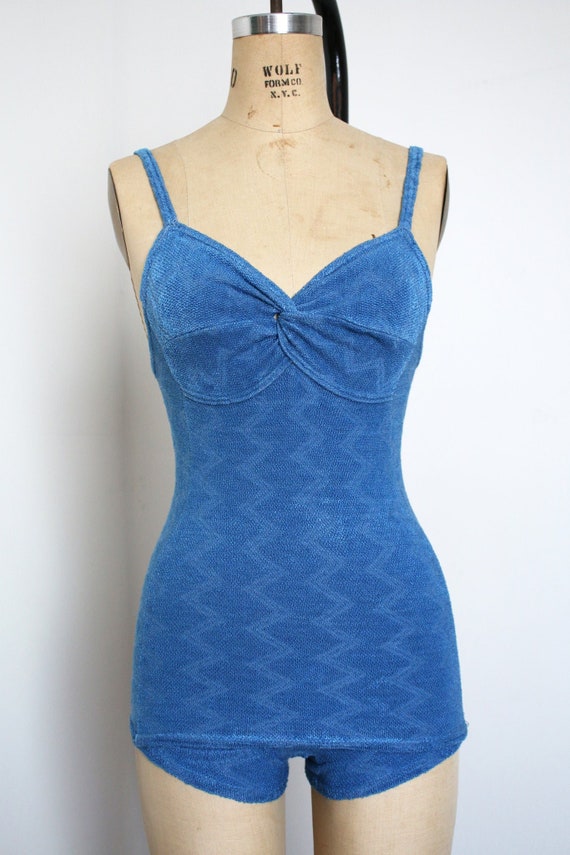 vintage 1930s blue swimsuit {xs} - image 3