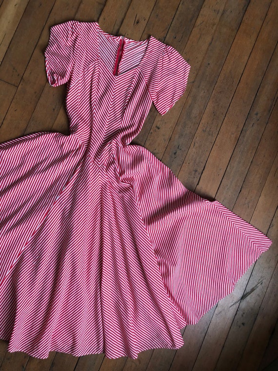vintage 1940s candy stripe dress {xs} - image 4