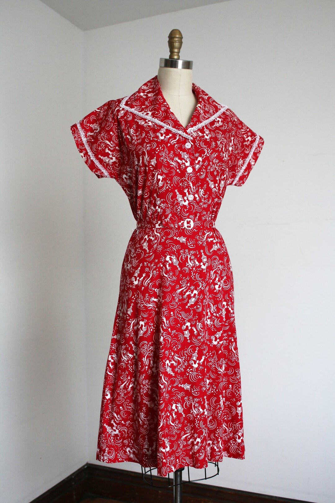 1950s Rooster Novelty Print Fringe Top | XS/S main image 1