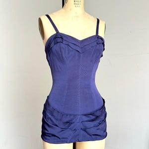vintage 1950s navy blue swimsuit {s-m}
