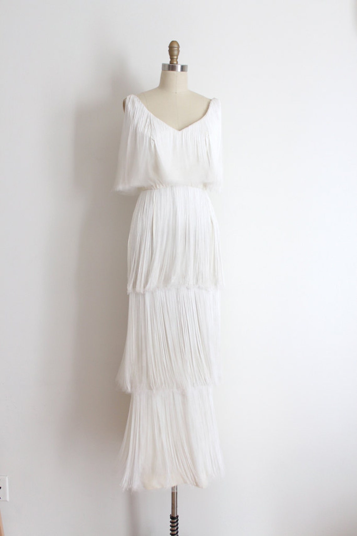 Vintage 1960s Lilli Diamond fringe dress // 60s white tassel Etsy