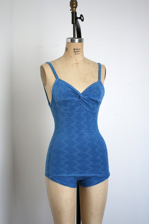 vintage 1930s blue swimsuit {xs} - image 1