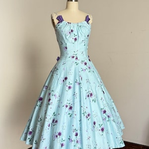 vintage 1950s novelty sheet music stand floral sun dress {xs/s}