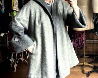 vintage 1950s grey two-tone coat {up to XL}