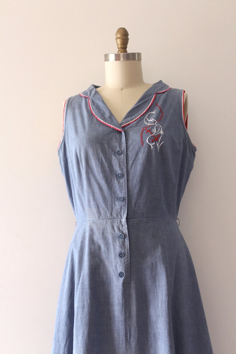 vintage 1950s novelty dress 50s Fish in Love dress