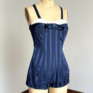 vintage 1950s navy swimsuit {s-m}
