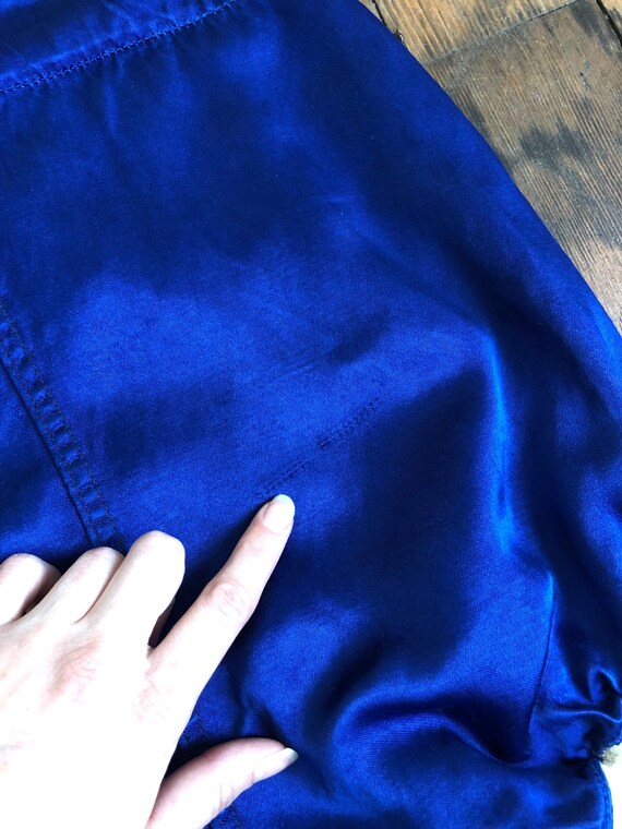 vintage 1930s blue satin shorts {xxs} - image 5