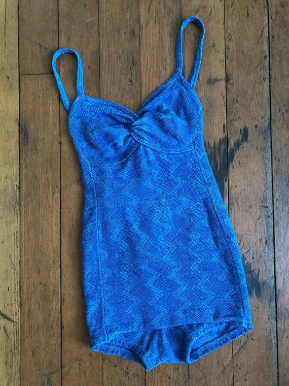 vintage 1930s blue swimsuit {xs} - image 6