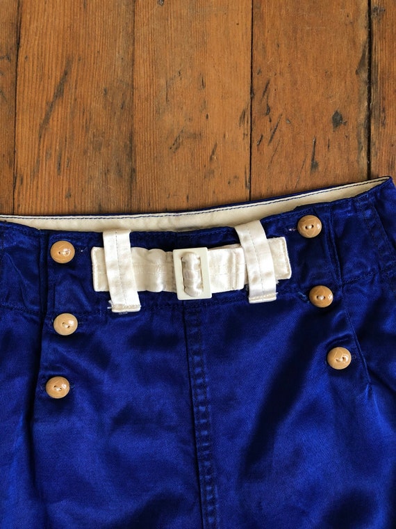 vintage 1930s blue satin shorts {xxs} - image 4