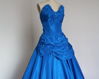 30% OFF SALE vintage 1950s strapless blue party dress {xs}