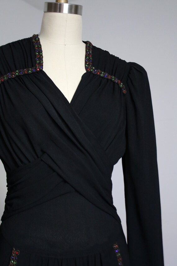 vintage 1930s black rayon gown {s} - image 5