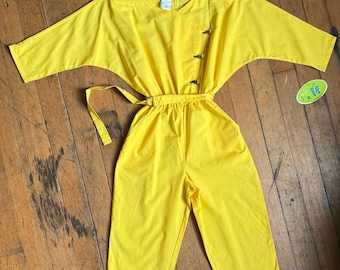 20 % OFF SALE // NOS vintage 1980s yellow jumpsuit {xs-m}