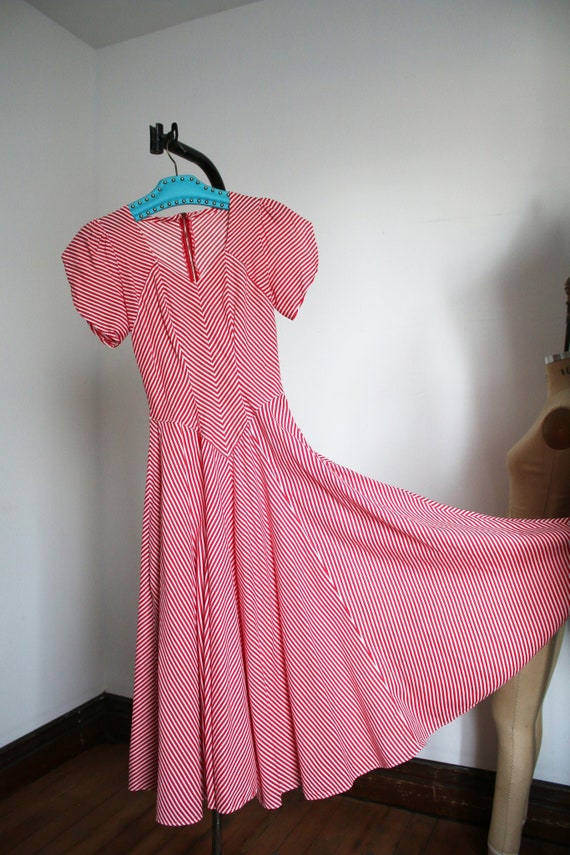 vintage 1940s candy stripe dress {xs} - image 6