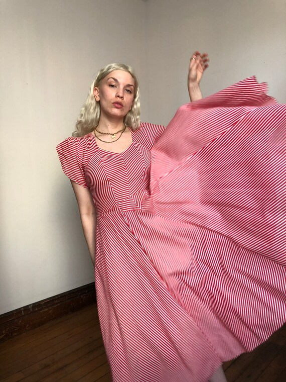 vintage 1940s candy stripe dress {xs} - image 1
