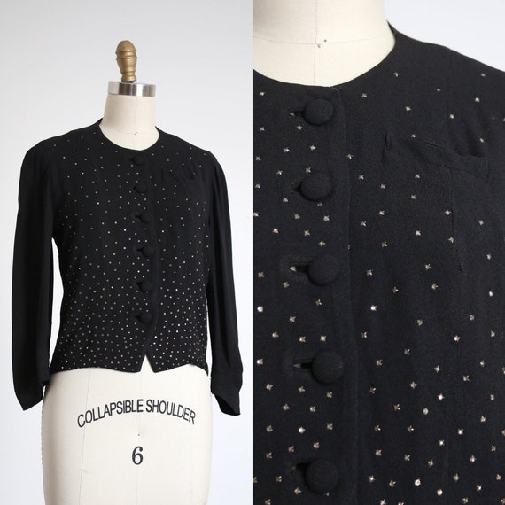 vintage 1940s rhinestone jacket {s} - image 1