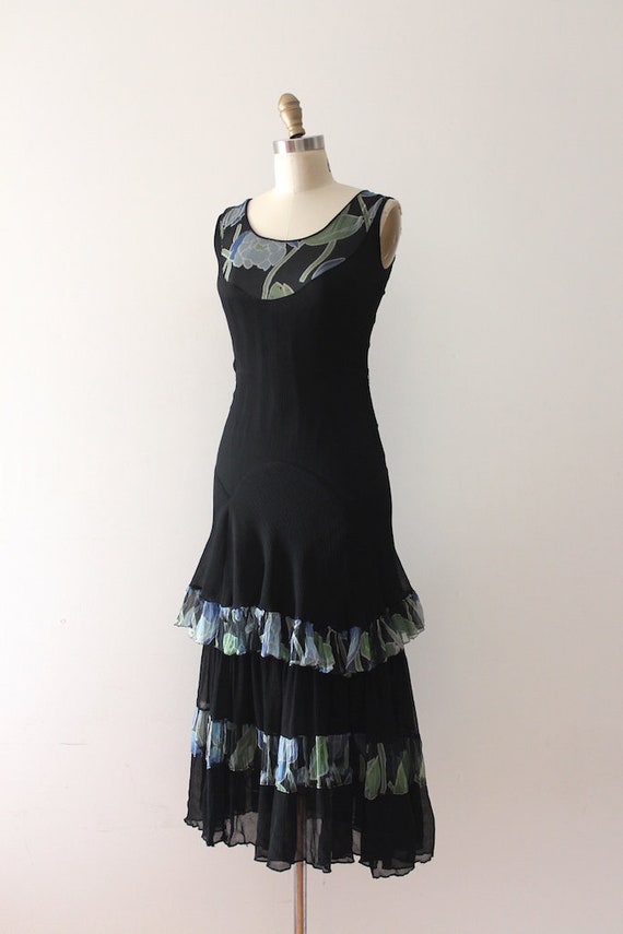 vintage 1930s silk & floral print dress